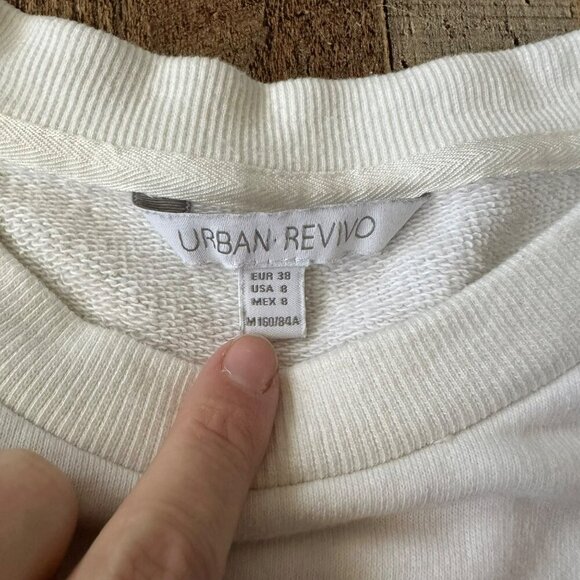 Urban Revivo Womens White Floral Embroidered Cotton Sweatshirt Size 8 - Picture 4 of 6